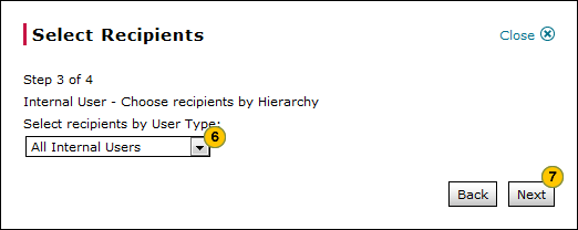 Select internal recipients by hierarchy, step 3 of 3.